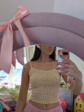 Victoria's Secret PINK Yellow Floral Ribbed Cami Size XS